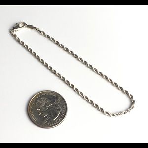 Unisex 8” Silver Tone Small Rope Chain Bracelet